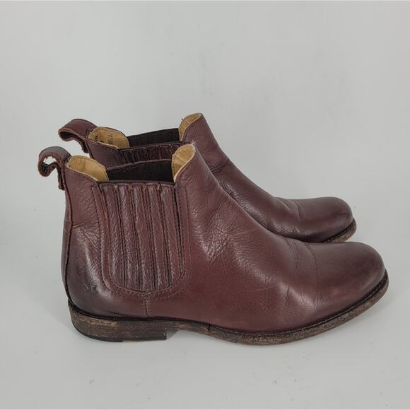Frye Dark Brown Leather Pull On Phillip Chelsea Ankle Boots 7.5 - Picture 6 of 11